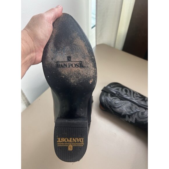 Dan Post Milwaukee DP2110 Black Leather Western Cowboy Mens Size 10 D Boots - Picture 10 of 16